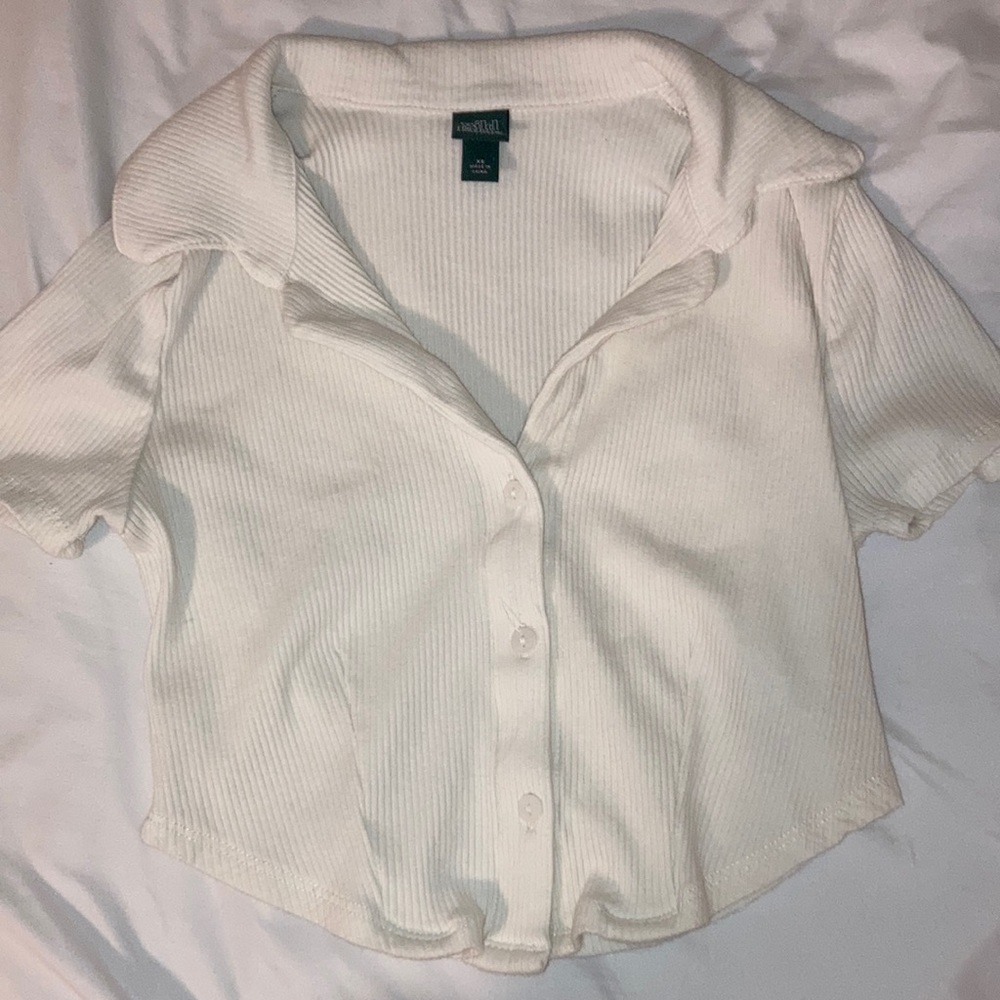 Cream collared shirt cropped